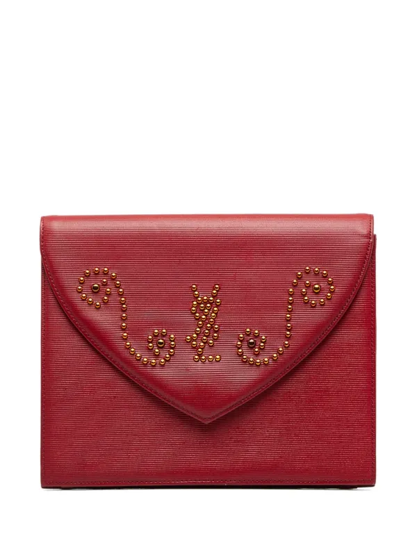 YSL pre owned stud embellished Clutch Bag Farfetch