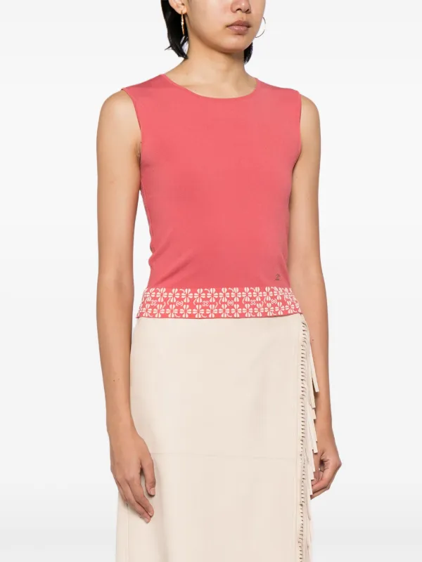CHANEL Pre-Owned 2001 CC clover-jacquard Sleeveless Top | Pink
