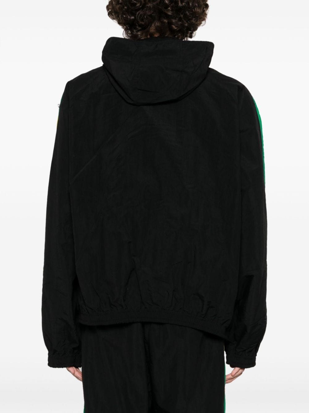 Shop Barrow Stripe-detailing Zip-up Hooded Jacket In Black