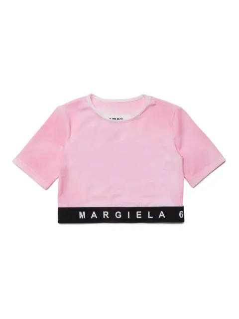 MM6 Maison Margiela Kids logo-print distressed-finish T-shirt