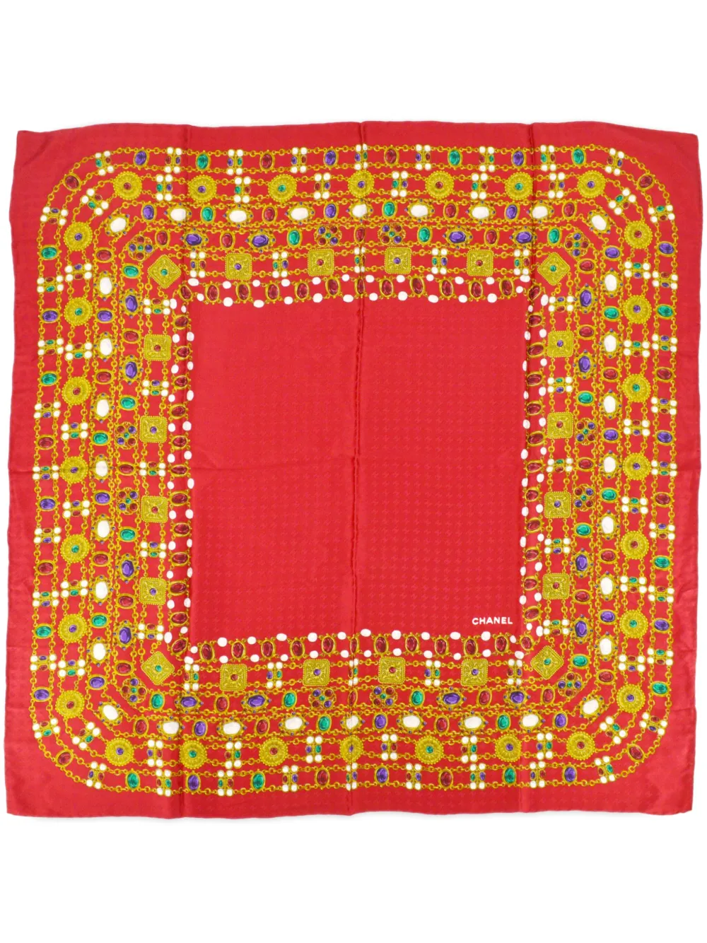1990-2000s jewel-print silk scarf