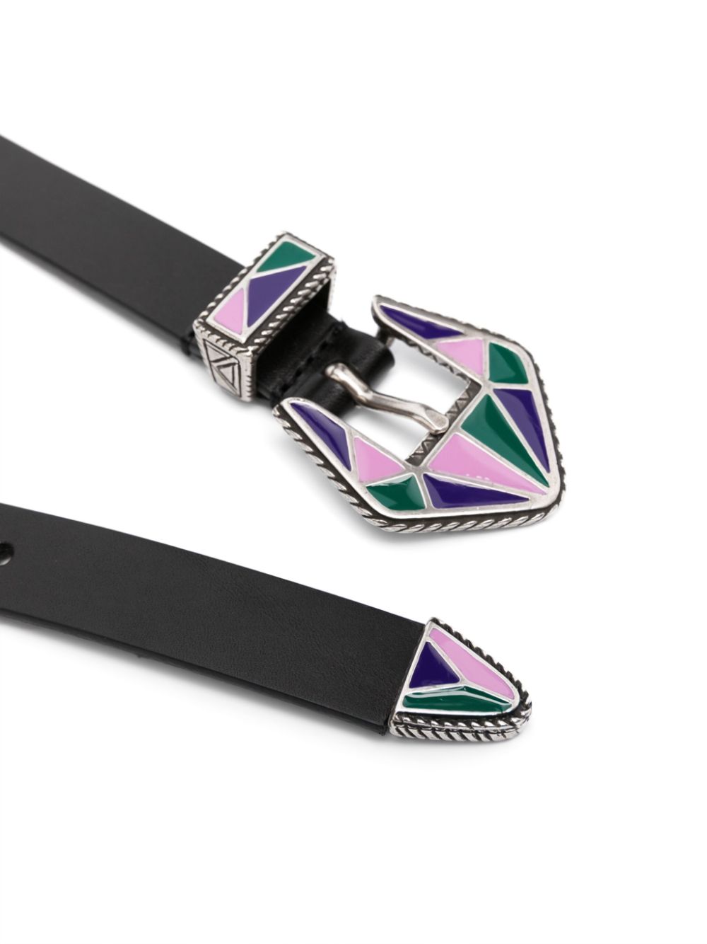 ISABEL MARANT geometric-buckle leather belt - Zwart