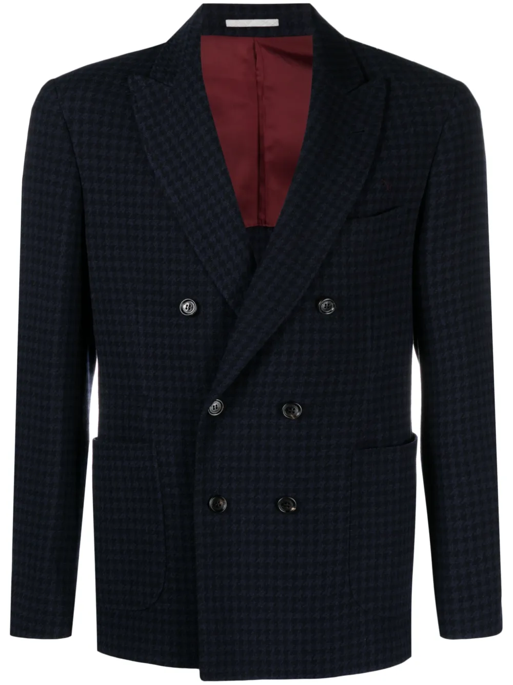 Brunello Cucinelli Blazer met pied-de-poule print Blauw