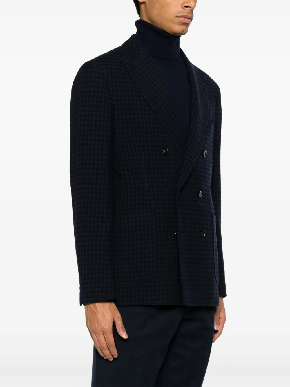 Brunello Cucinelli Blazer met pied-de-poule print Blauw