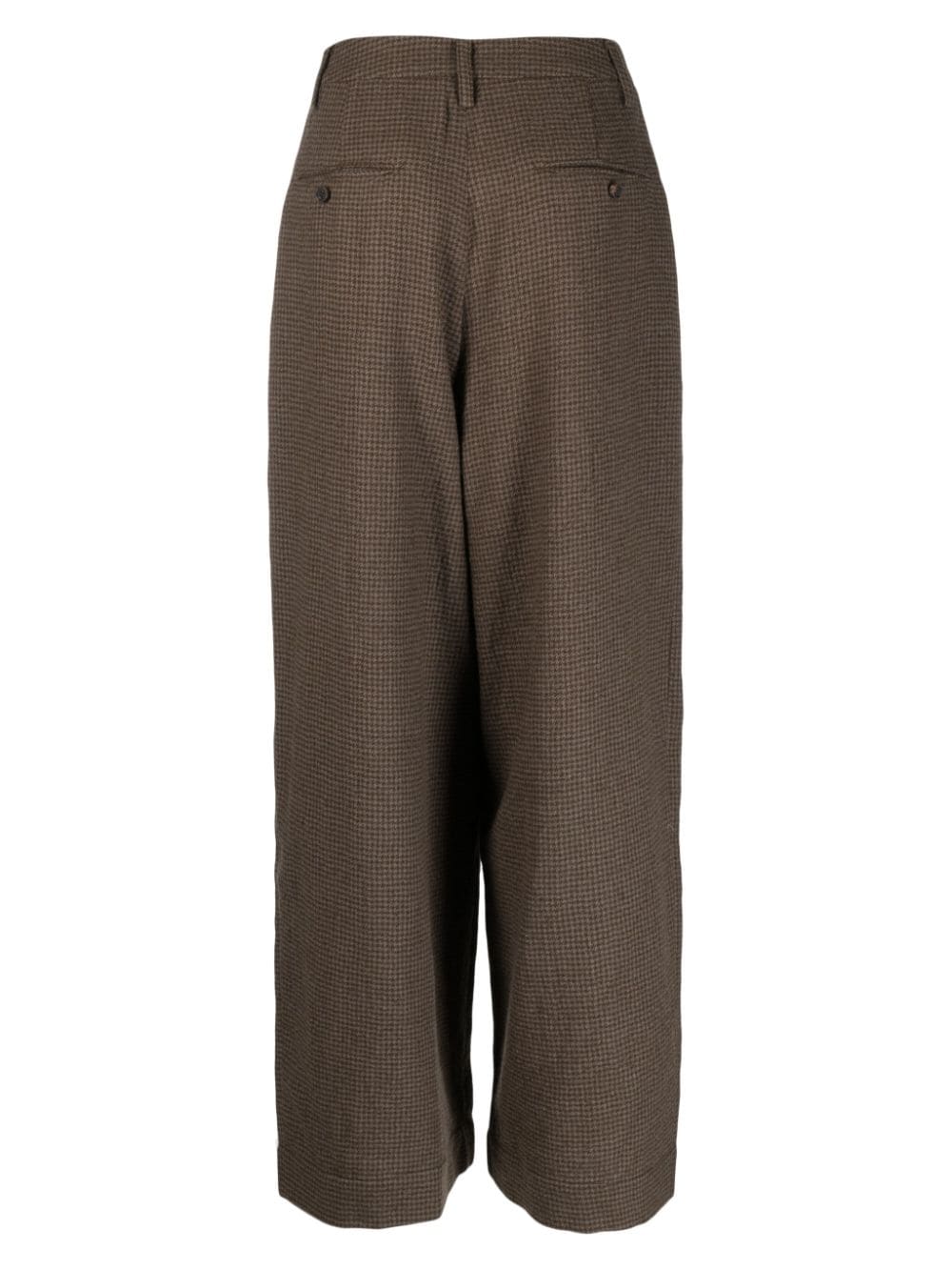 Shop Ziggy Chen Check-pattern Pleat-detailing Palazzo Trousers In Brown