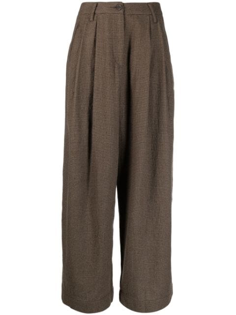 Ziggy Chen check-pattern pleat-detailing palazzo trousers 
