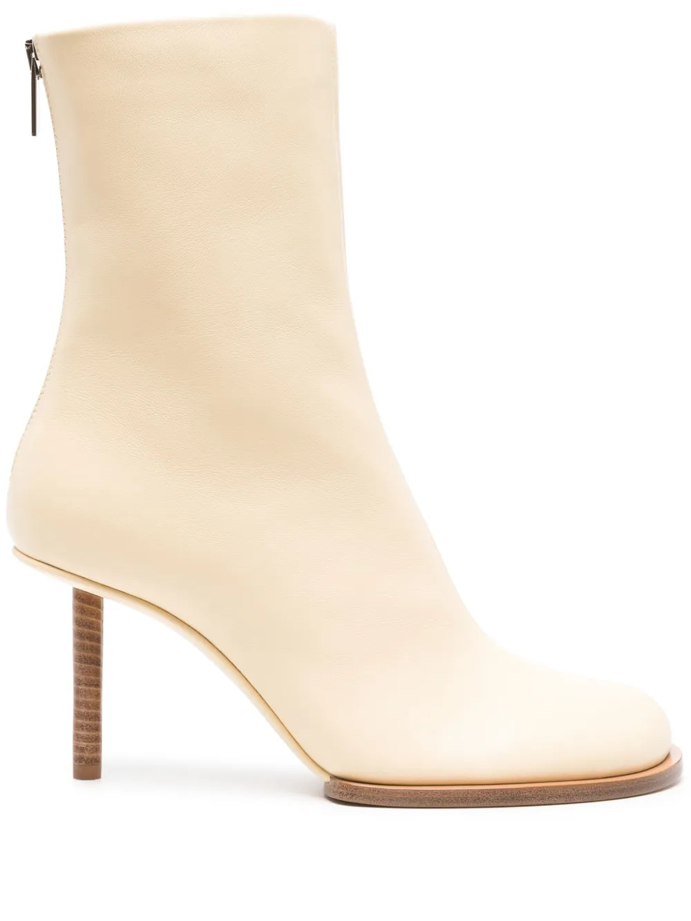 Jacquemus 80mm Leather Ankle Boots In Neutrals