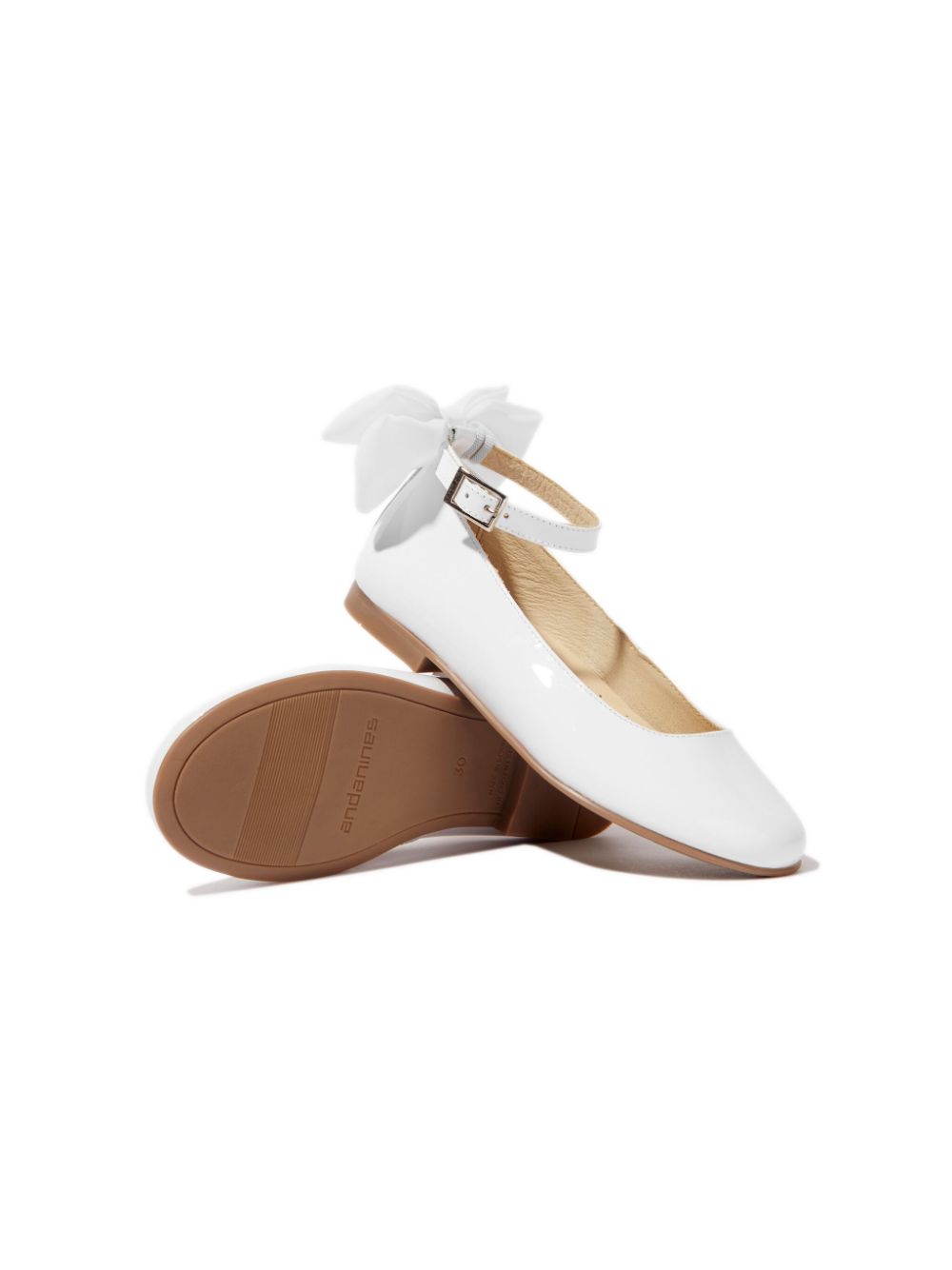 ANDANINES bow-detail patent ballerina shoes - Wit