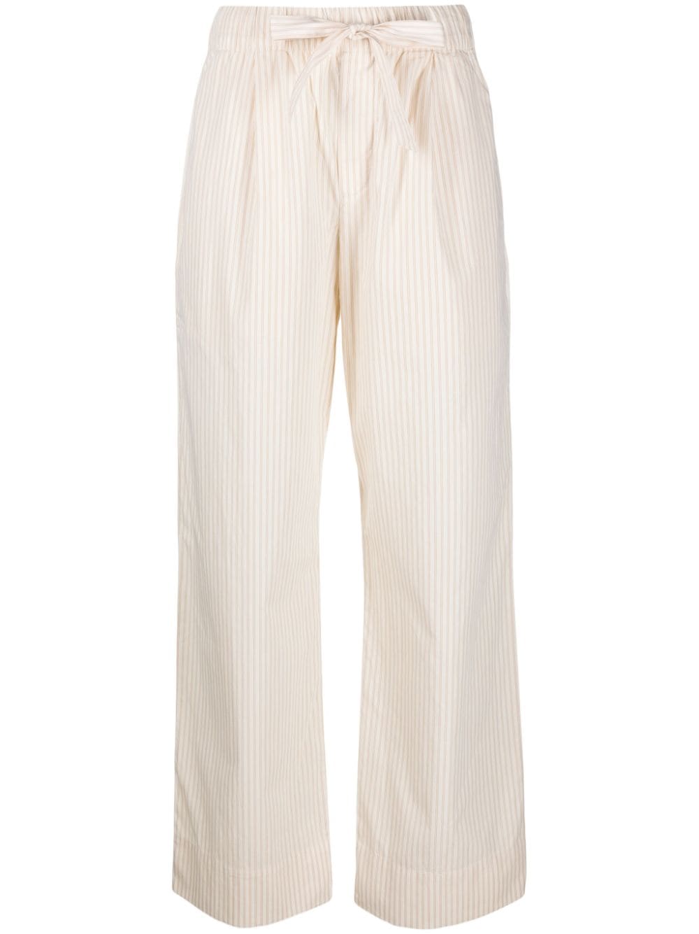 Shop Tekla Stripe-pattern Organic Cotton Trousers In Neutrals