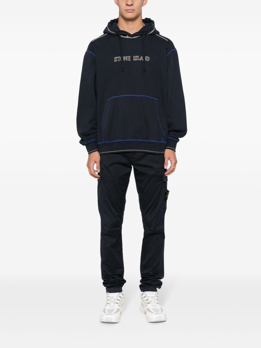 Stone Island Compass-badge tapered cargo trousers - Blauw