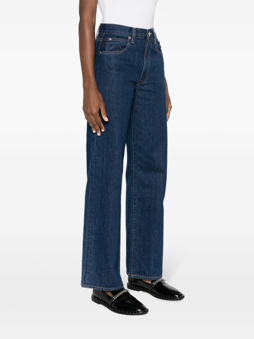 Shop Slvrlake Grace Wide-leg Cotton Jeans In Blue