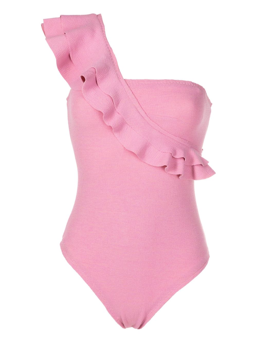 Clube Bossa Siola Ruffled One-shoulder Swimsuit In Pink