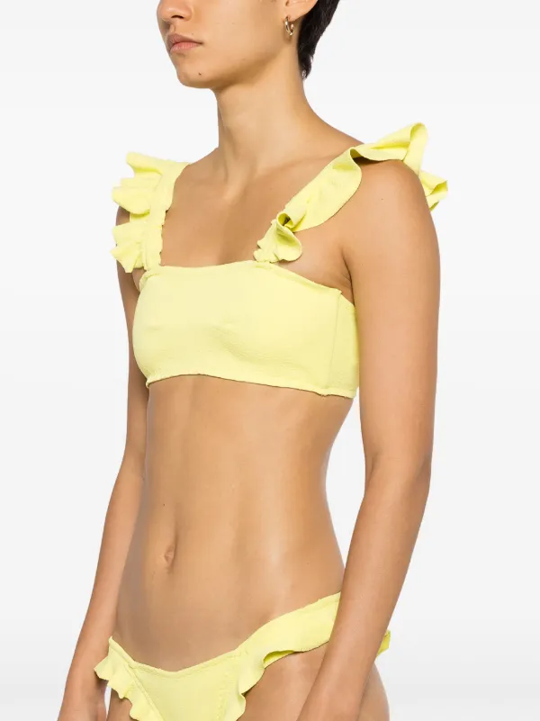 Yellow ruffle bikini top top