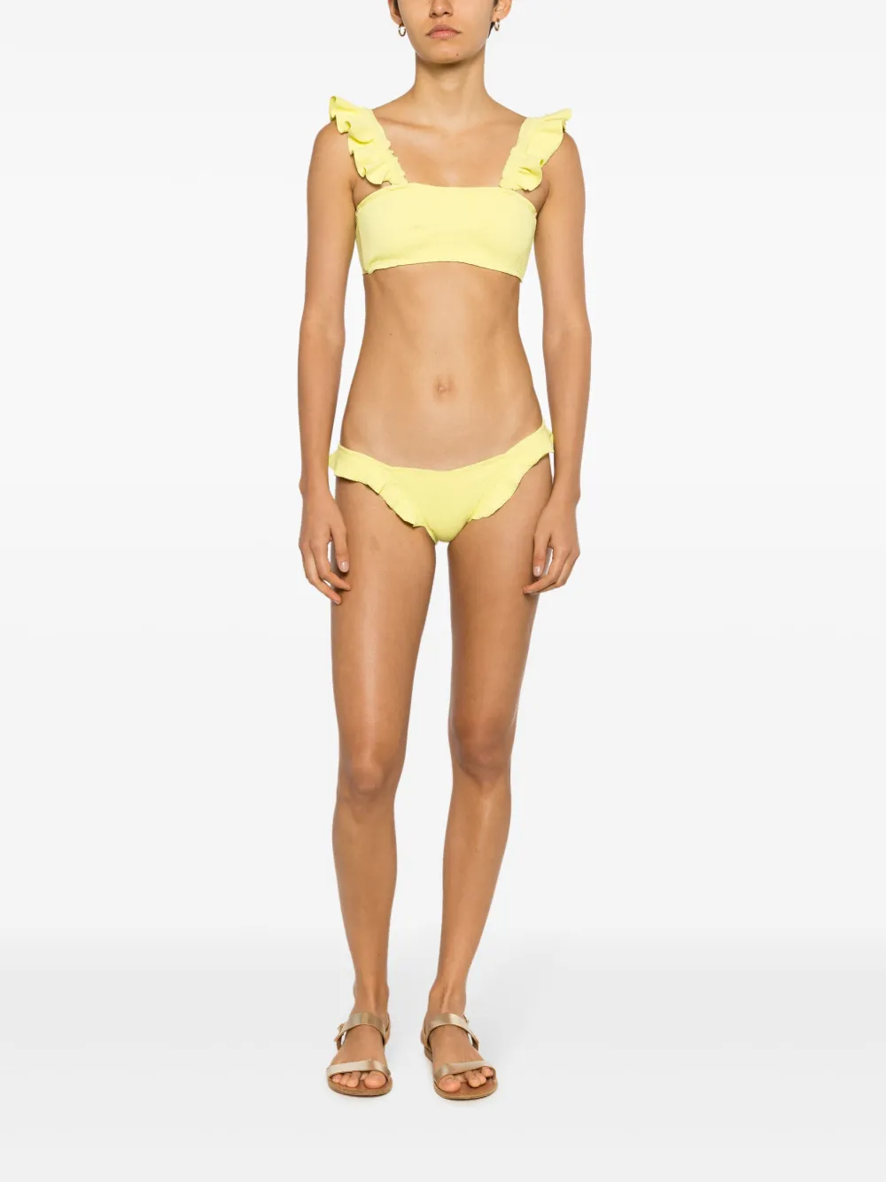 Shop Clube Bossa Zarbo Ruffle-detail Bikini Top In Yellow