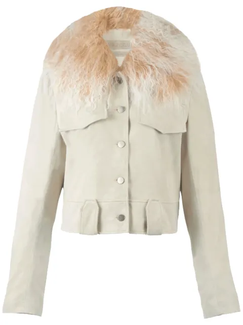 DANCASSAB Fanny suède jack met lammy kraag