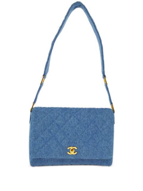 CHANEL 1990 diamond-quilted denim shoulder bag Women