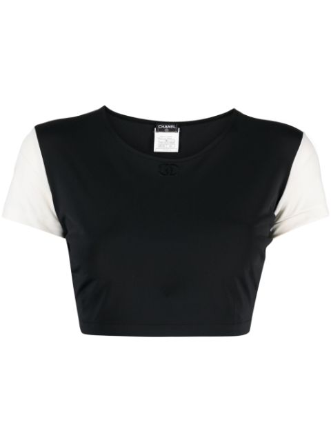 HOT SALE CHANEL 1996 CC two-tone cropped T-shirt Women