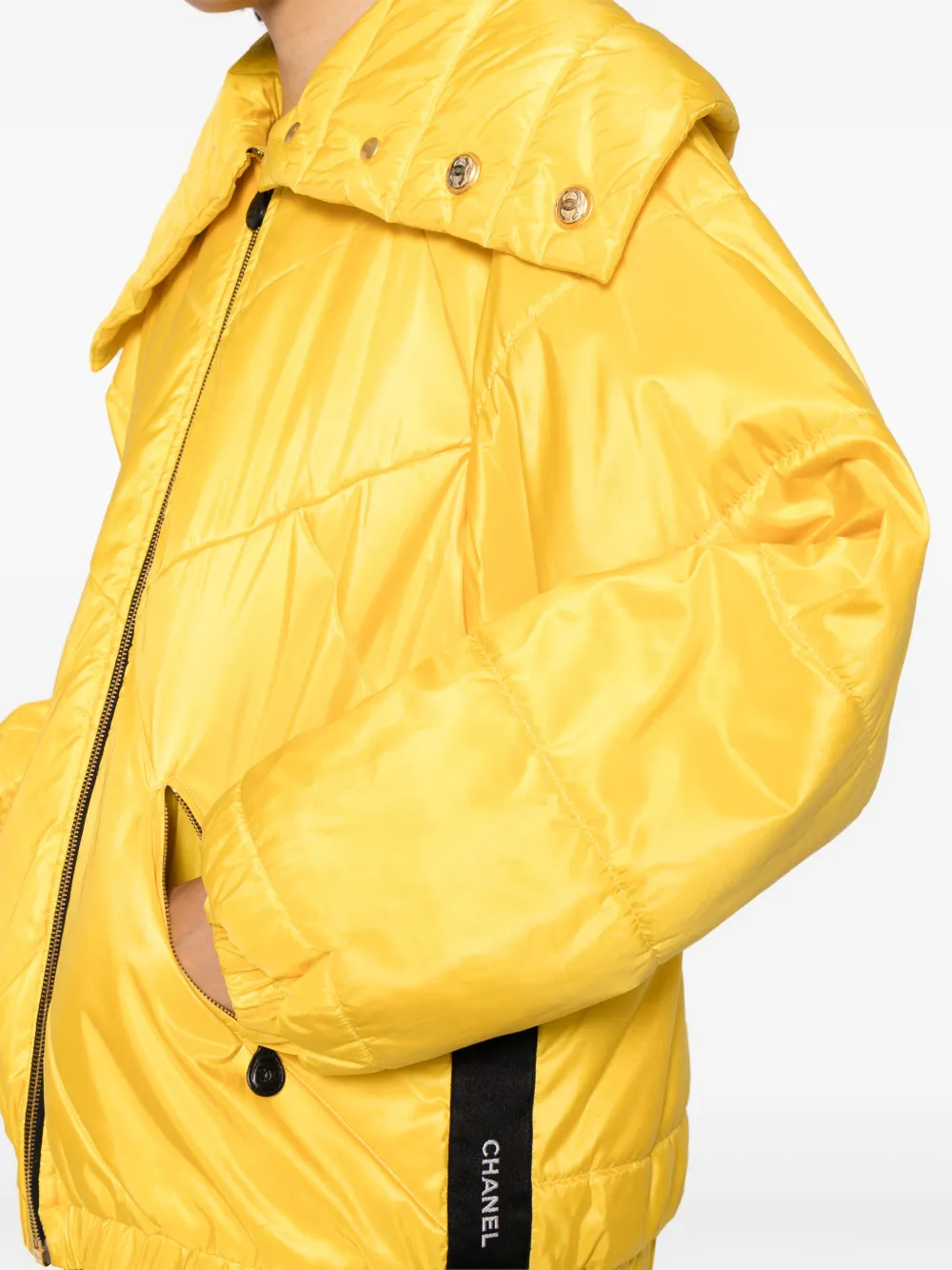 Pre-owned Chanel 1980-1990s Silk Quilted Jacket In Yellow