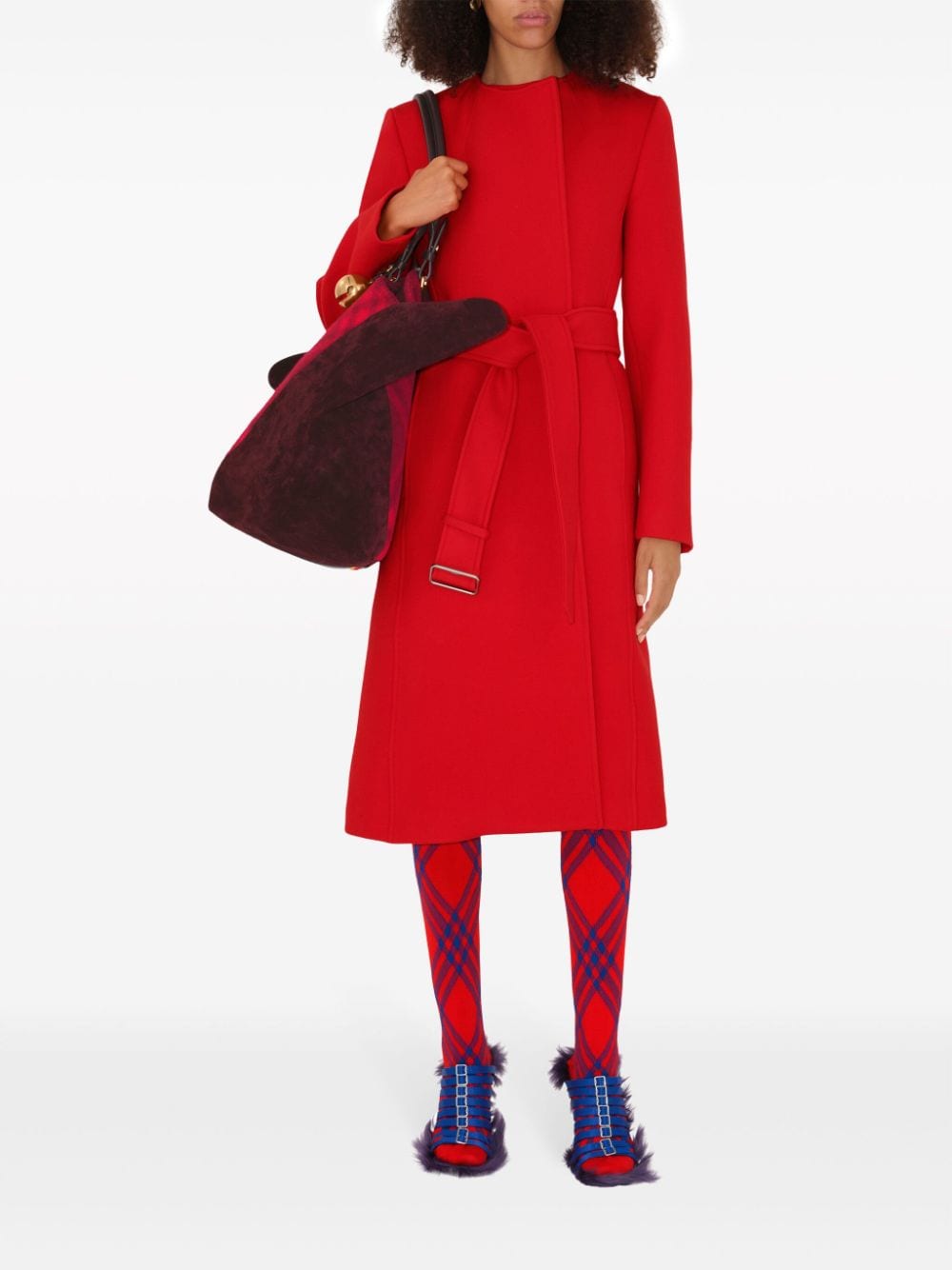 Burberry belted twill trench coat - Rood