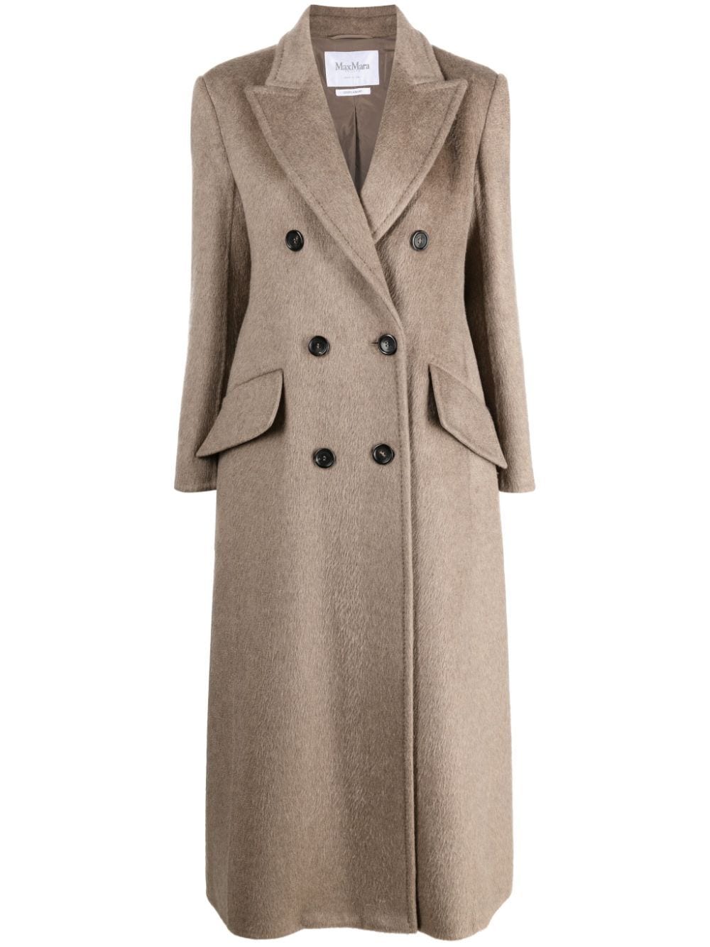 Max Mara Double-breasted Cashmere Blend Coat In Brown