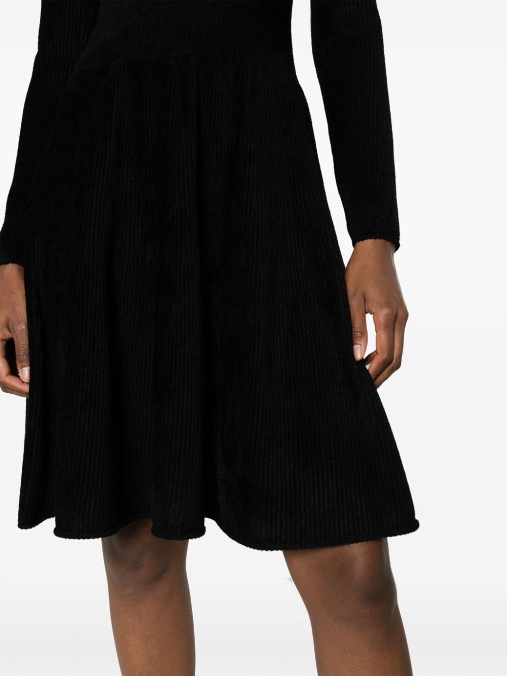 Shop Antonino Valenti Long-sleeve Ribbed-knit Dress In Black