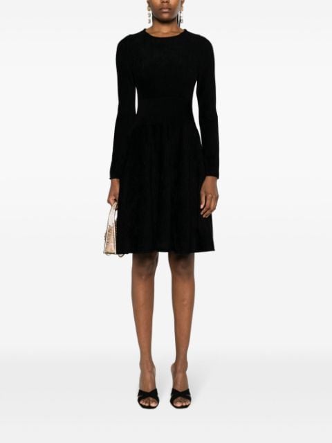 long-sleeve ribbed-knit dress