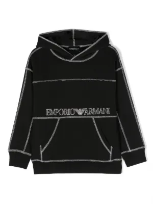 Emporio Armani Kids logo print Cotton Hoodie Farfetch