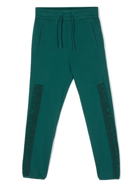 Emporio Armani Kids pants tapered con logo bordado