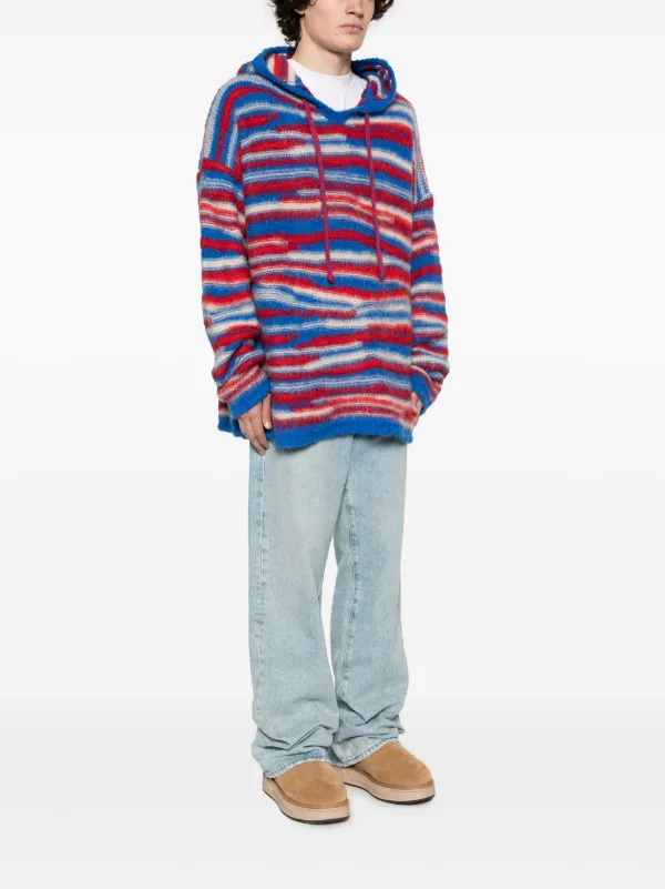 ERL Striped intarsia-knit Hoodie | Blue | FARFETCH