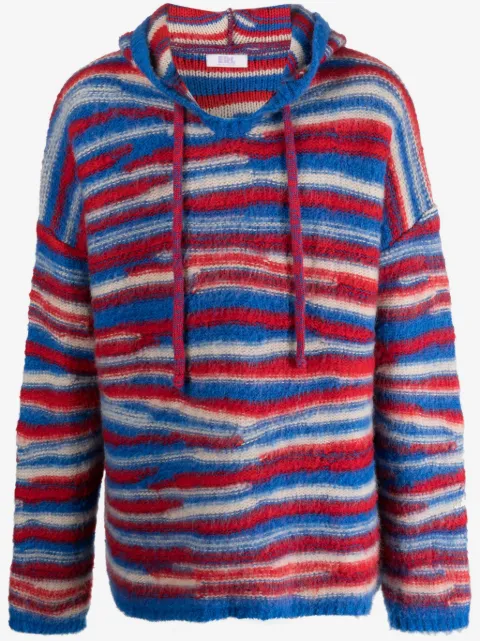ERL striped intarsia-knit hoodie