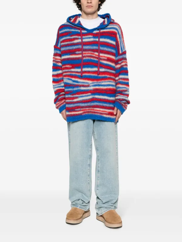パーカー stripe KNIT towel hoodie ERL Striped intarsia-knit Hoodie | Blue | FARFETCH