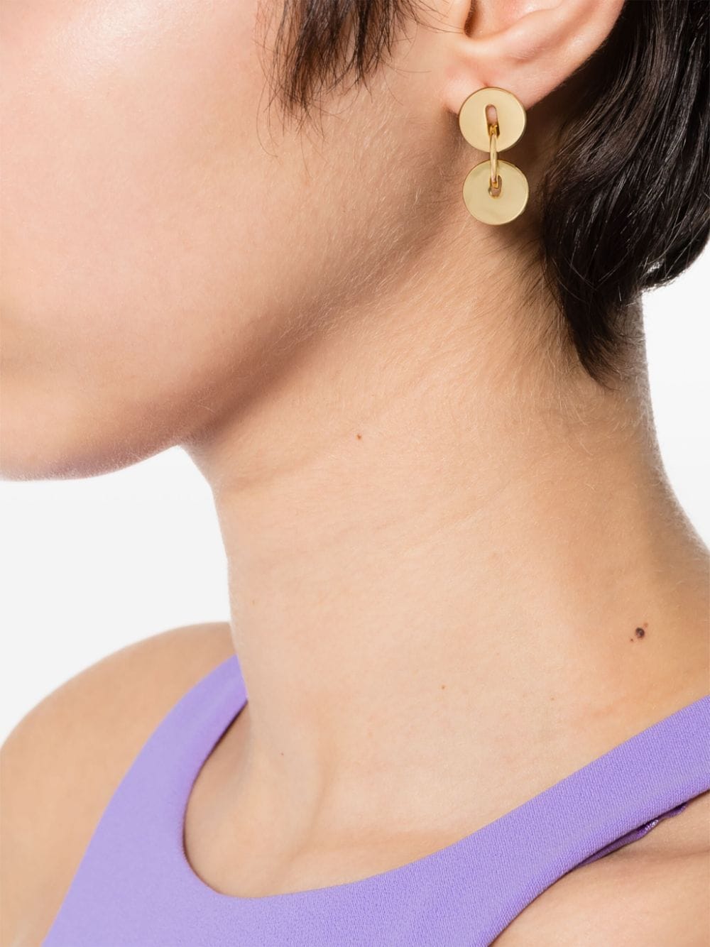 Shop Maje Circular-links Dangle Earrings In Gold