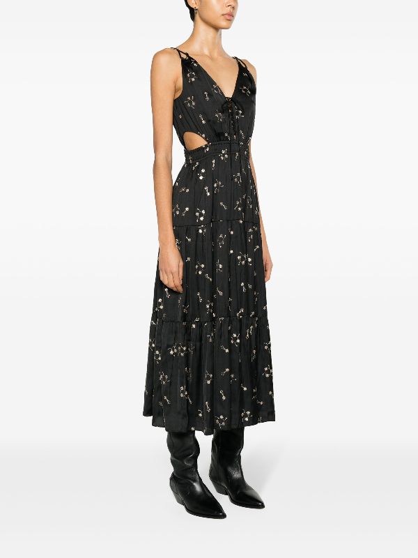 Maje floral-embroidered cut-out Midi Dress - Farfetch