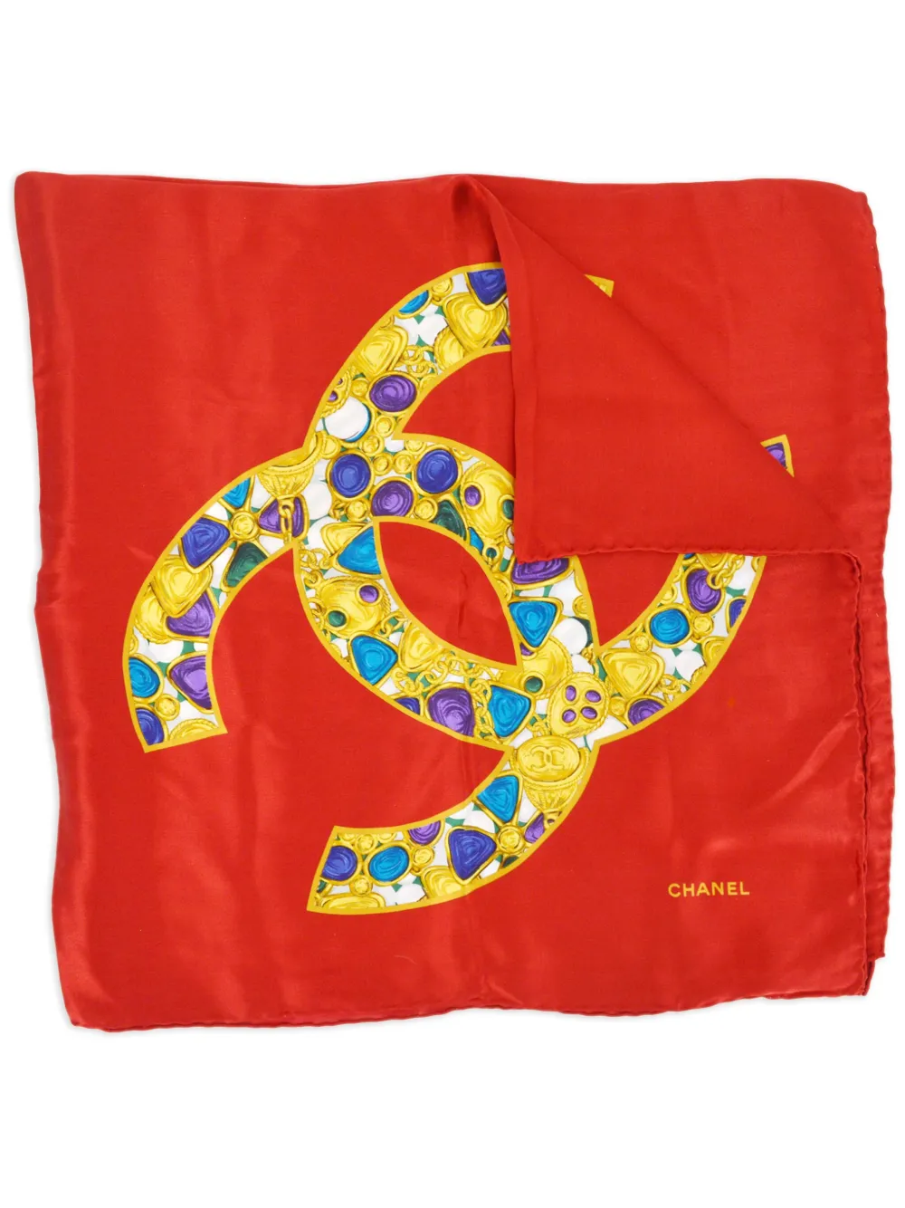 1990-2000s CC jewel-print silk scarf