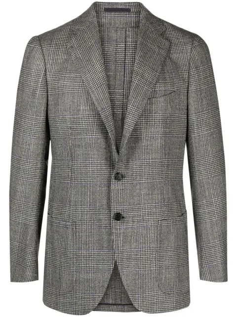 Cesare Attolini houndstooth single-breasted wool blend blazer