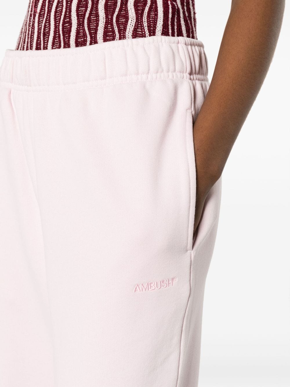 Shop Ambush Logo-embroidered Cotton Sweatpants In Pink