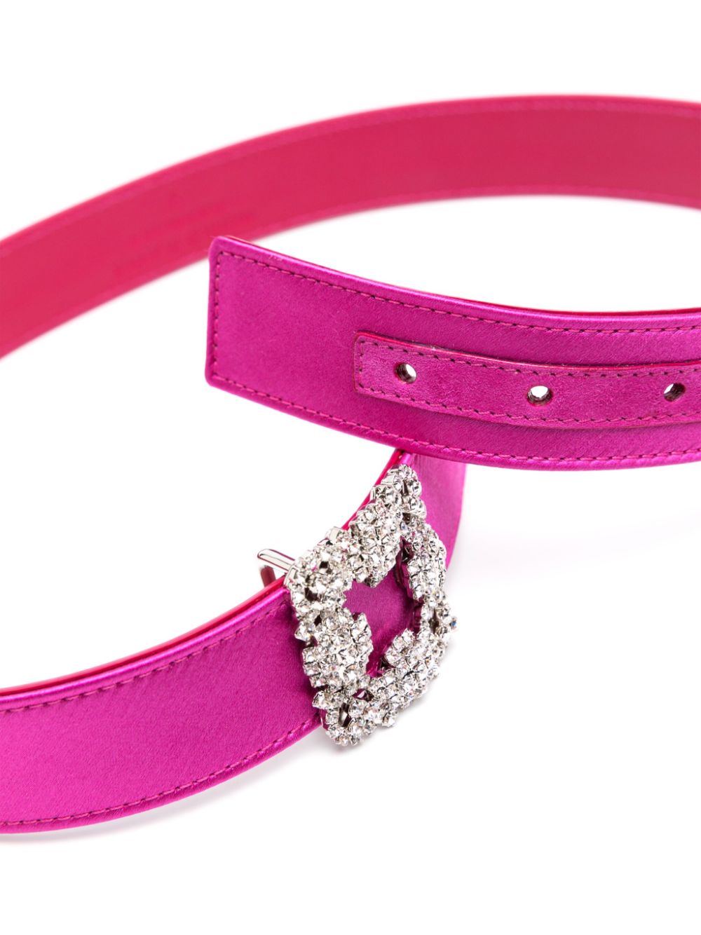 Shop Manolo Blahnik Hangisi Crystal-buckle Satin Belt In Pink