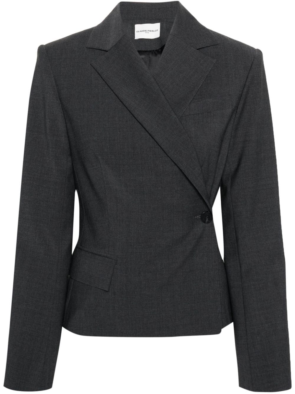 Claudie Pierlot Asymmetric Wrap Blazer In Grey