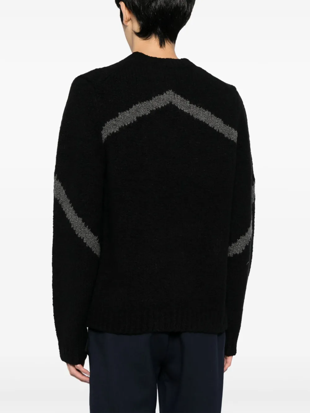 Helmut Lang Merino Wool Textured Crewneck Sweater In Black