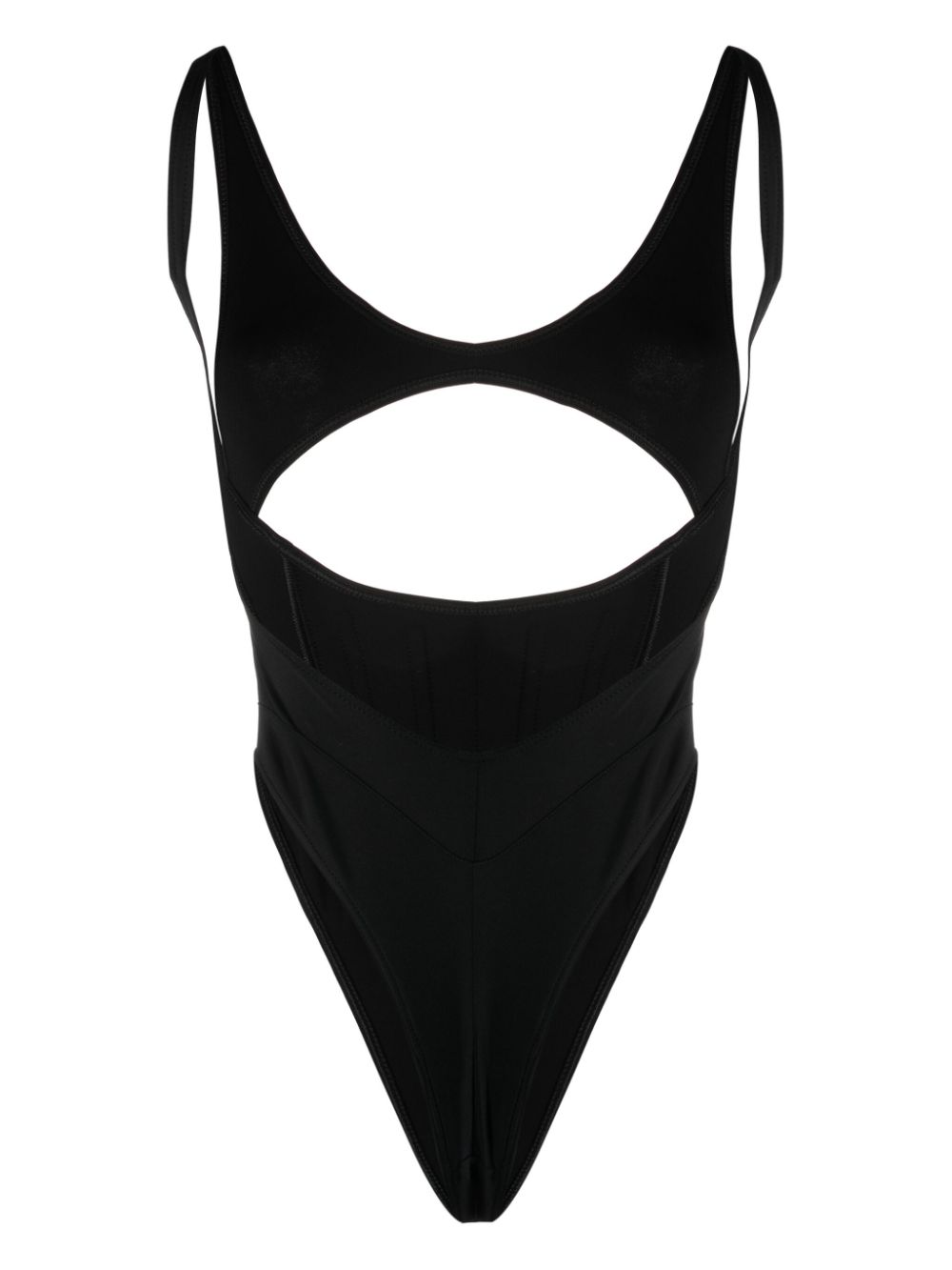 Mugler Badpak met uitgesneden detail - Zwart