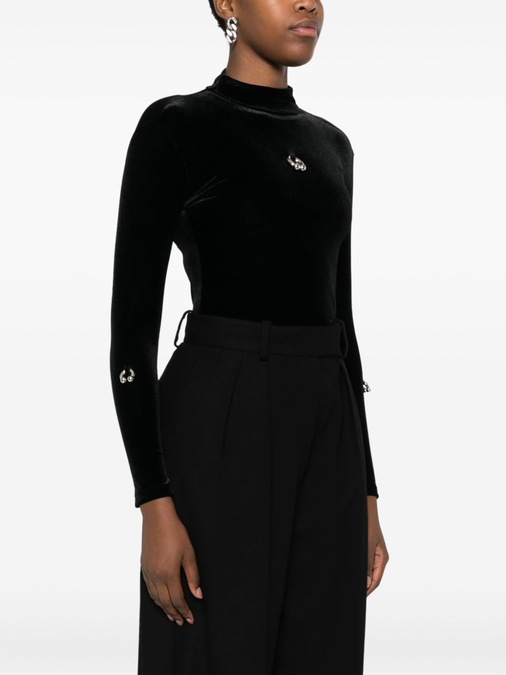Shop Melitta Baumeister Pierced Long-sleeved Bodysuit In Black