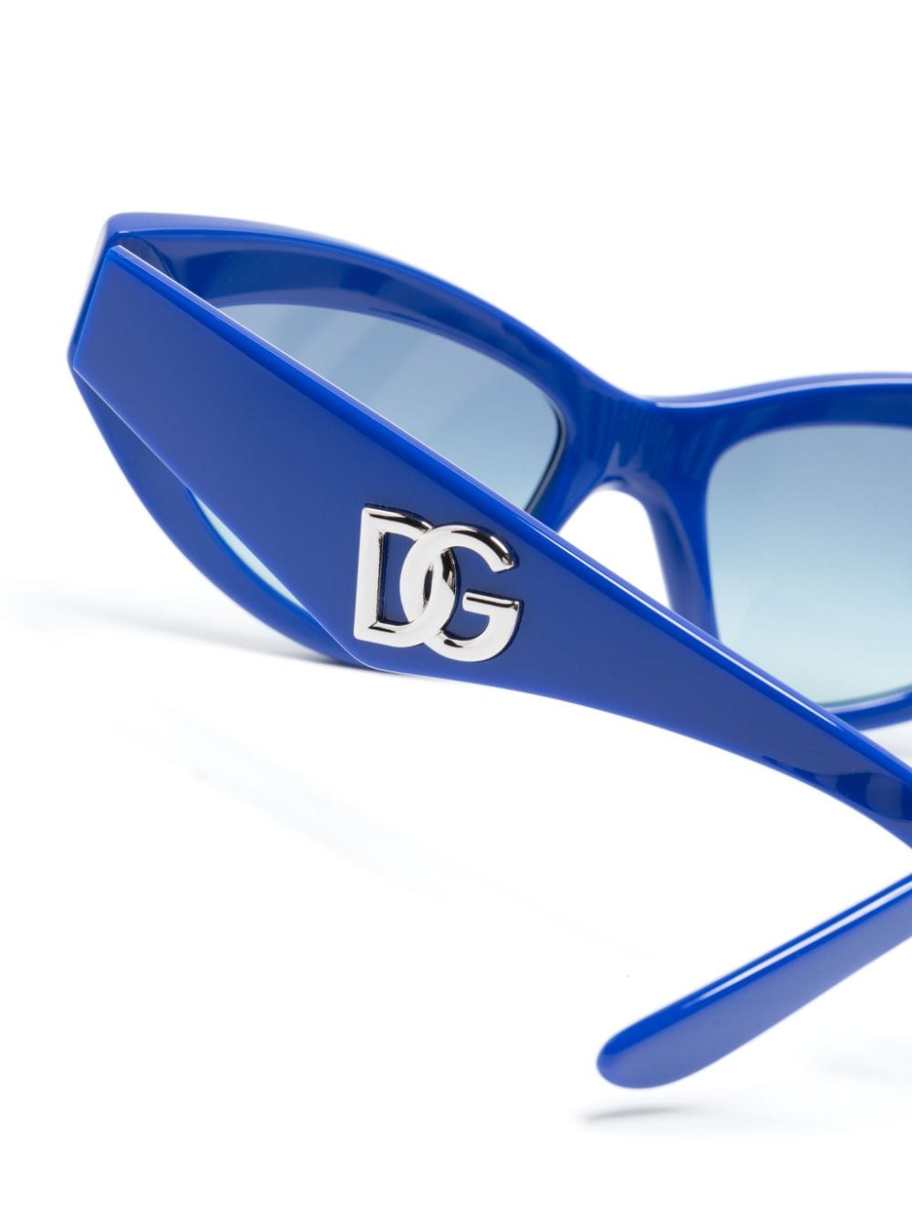 Shop Dolce & Gabbana Logo-plaque Cat-eye Frame Sunglasses In Blue