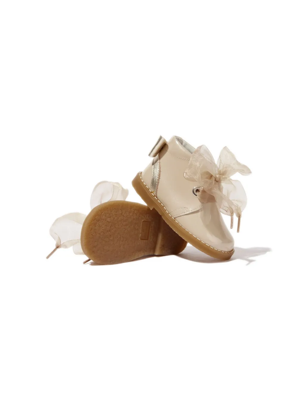 ANDANINES bow lace-up boots - Beige