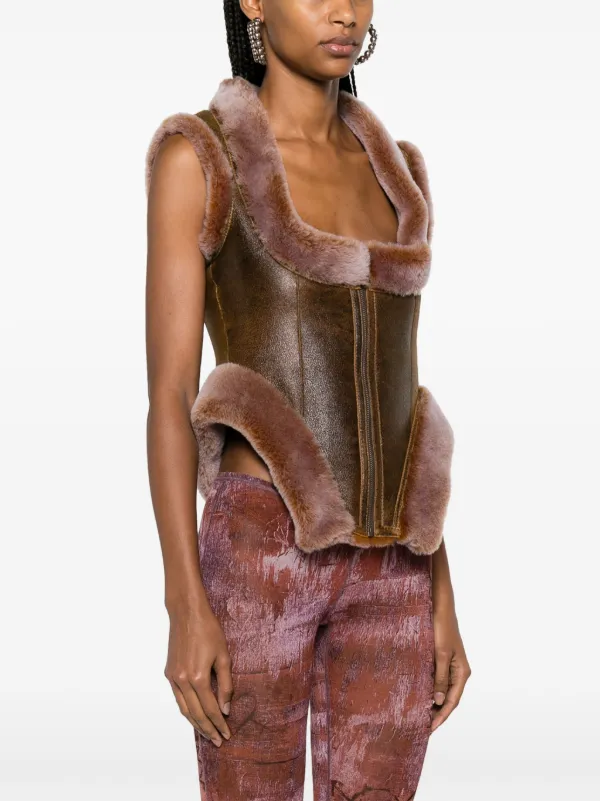 Jean Paul Gaultier x KNWLS shearling-trim Bustier Top - Farfetch