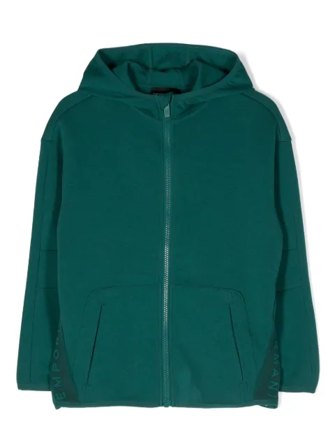 Emporio Armani Kids logo-print zipped hoodie