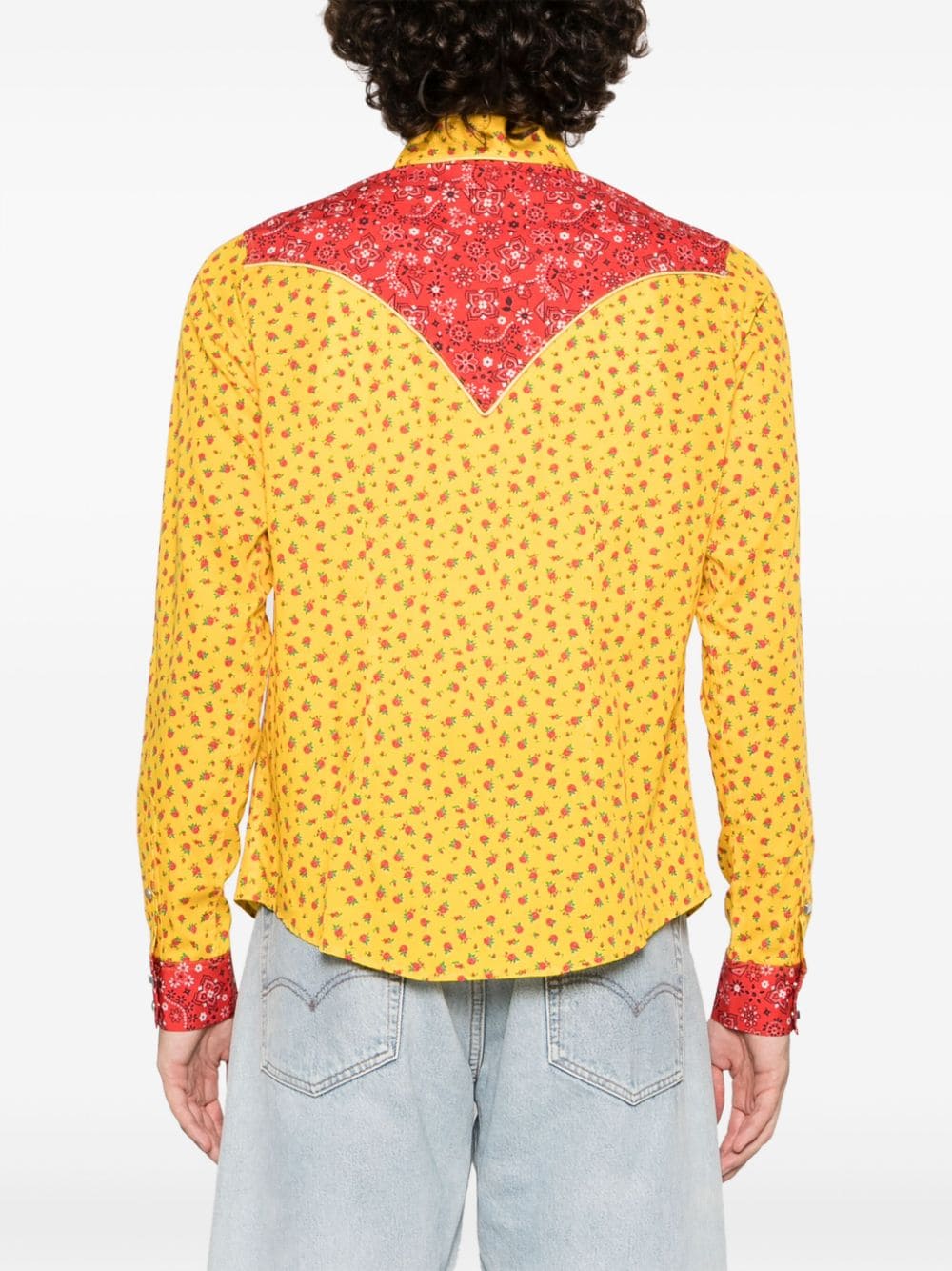 Shop Erl Fruit-print Cotton Shirt In Yellow