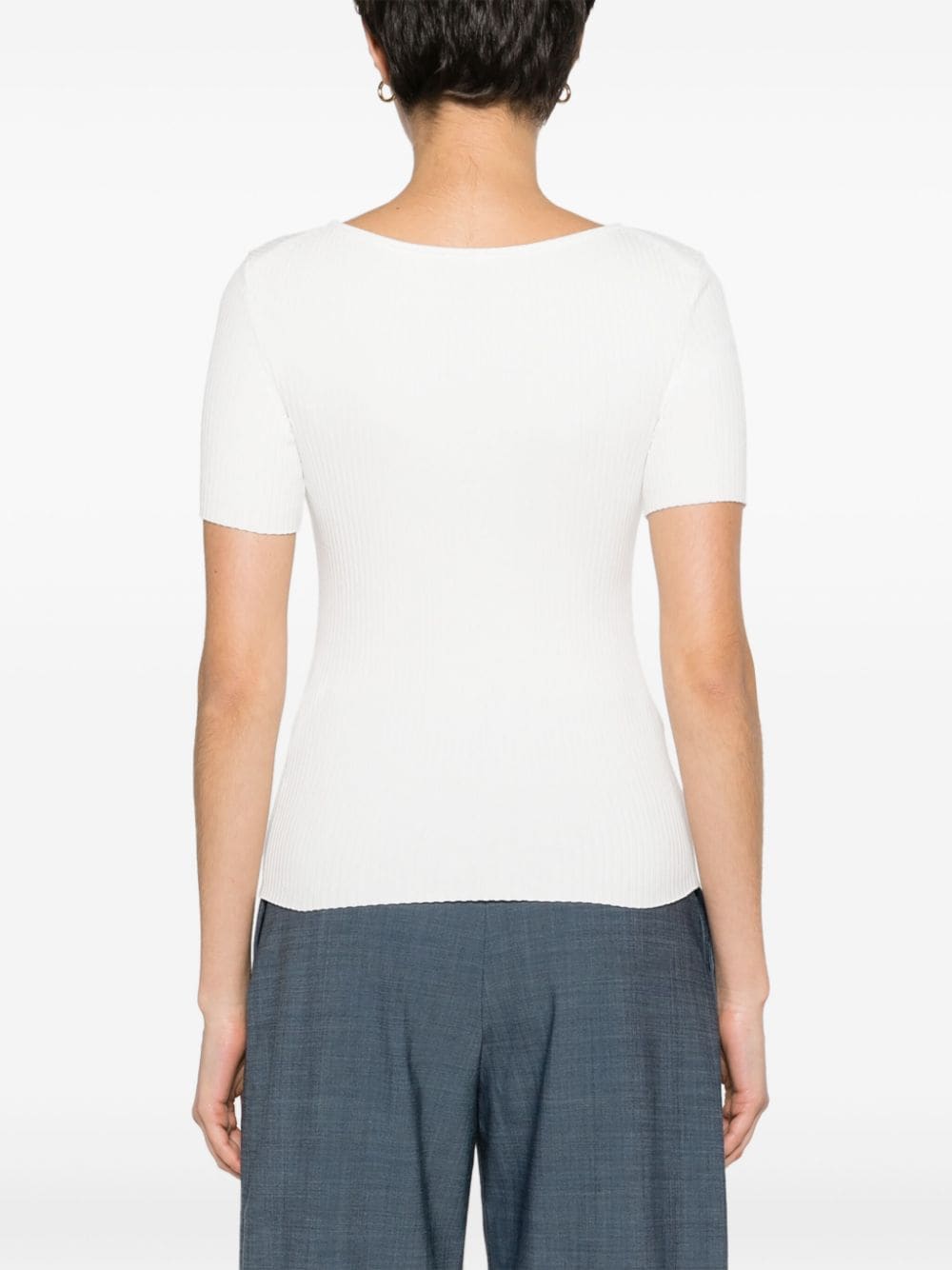 Shop Maje Cut-out Ribbed Top In White