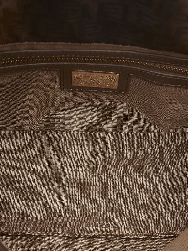 Fendi Zucchino Double Flap Baguette Shoulder Bag, Brown Canvas