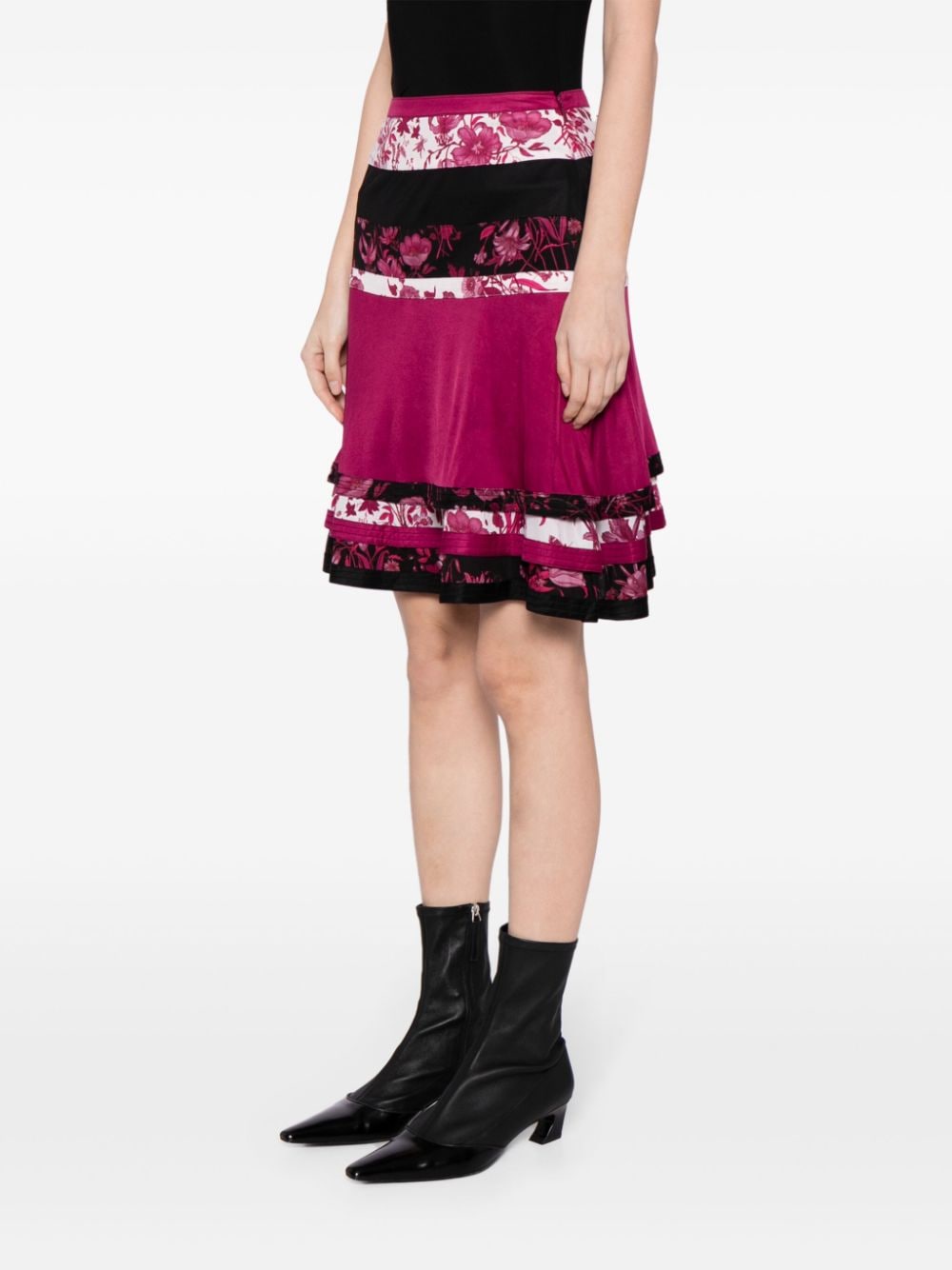 Pre-owned Gucci 花卉印花分层式迷你半身裙 In Multicolour