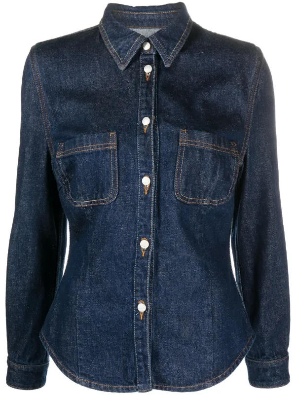 Blue jean hot sale shirt womens